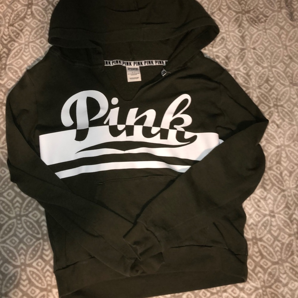 army green pink sweatshirt
